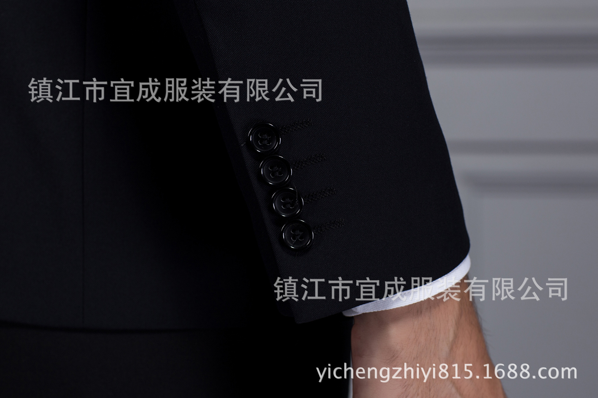 河源黑色商務休閑修身男士西服套裝