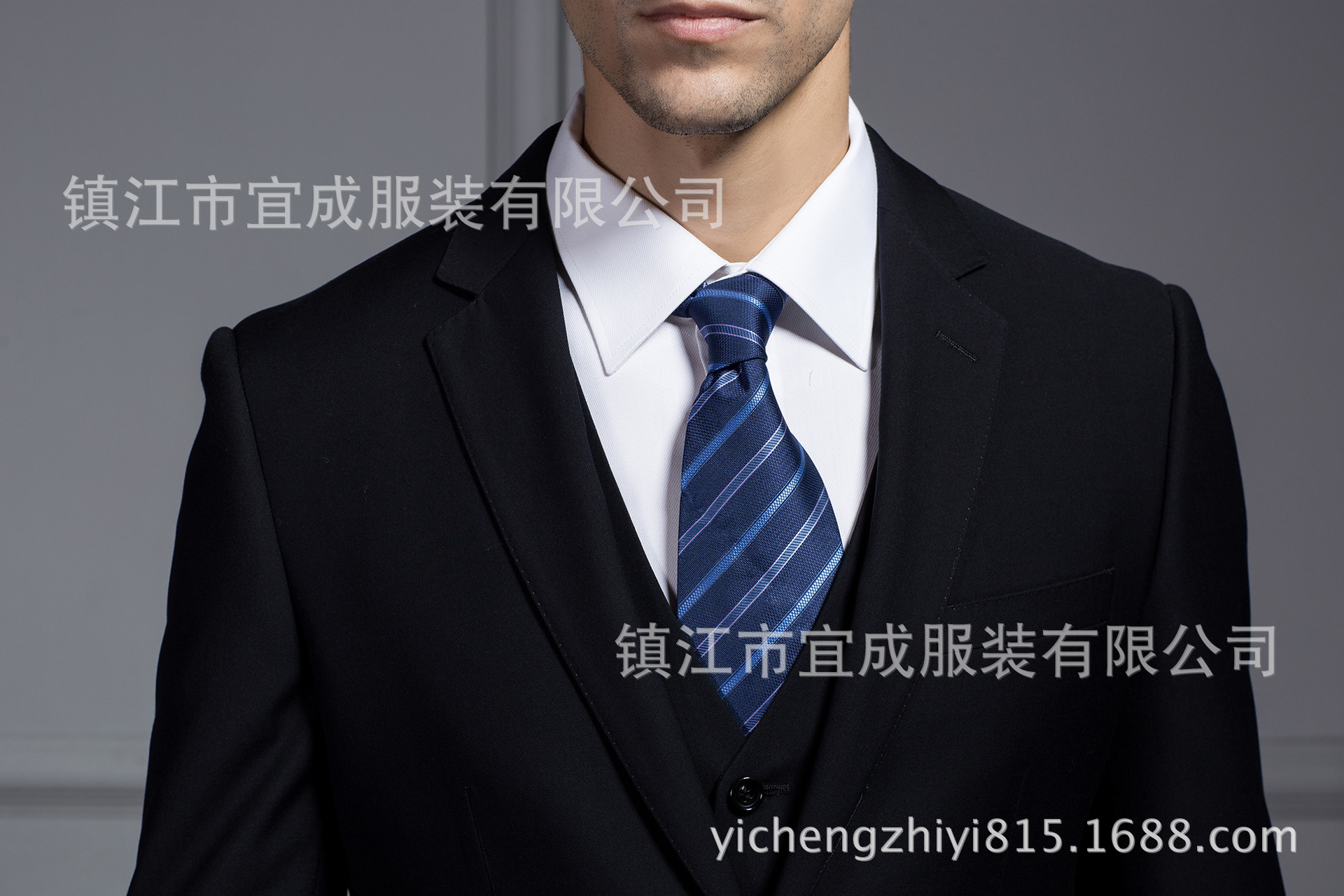 河源黑色商務休閑修身男士西服套裝