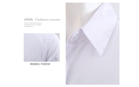 河源純白關門領棉質女士短袖襯衫