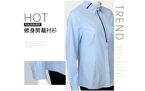 河源領(lǐng)面門襟黑條雪紡女士長袖襯衫